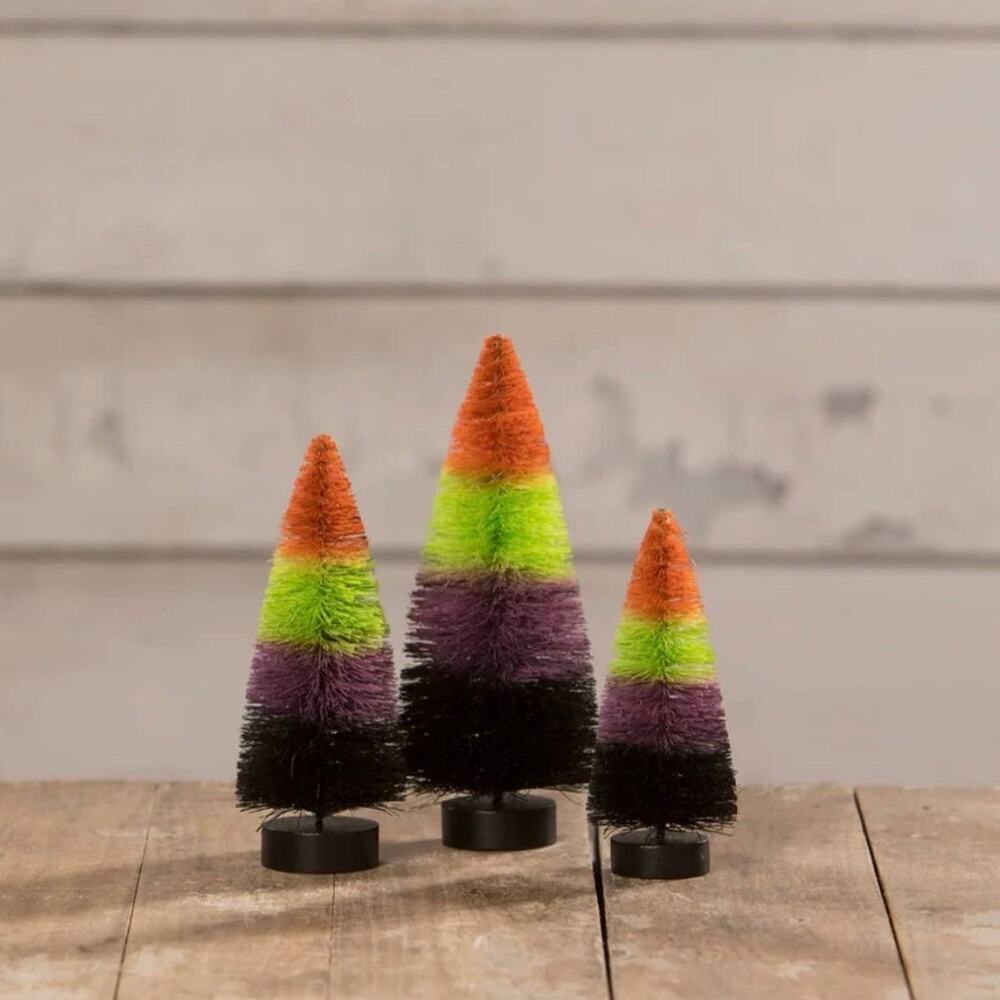 Bethany Lowe The Brighter Side Halloween Bottle Brush Trees Set of 3 NEW